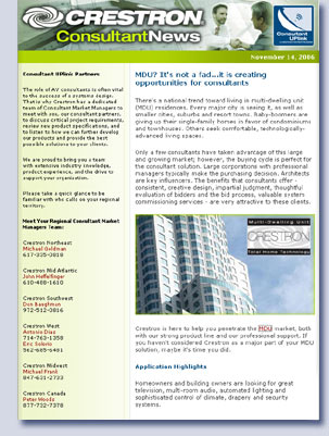 Crestron Consultant News with copy written by Don Kreski