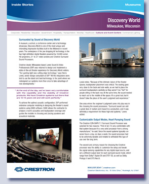 Discovery World handout from Crestron Electronics. Text by Kreski Marketing