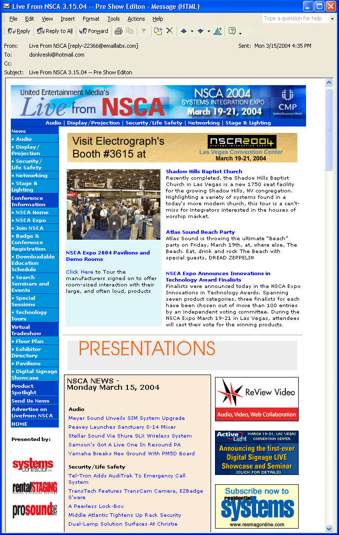 NSCA Live with ad by Kreski Marketing Consultants