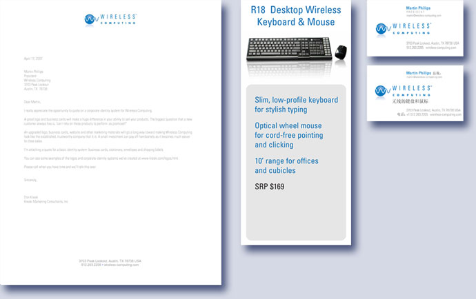 Wireless Computing letterhead and business cards by Kreski Marketing