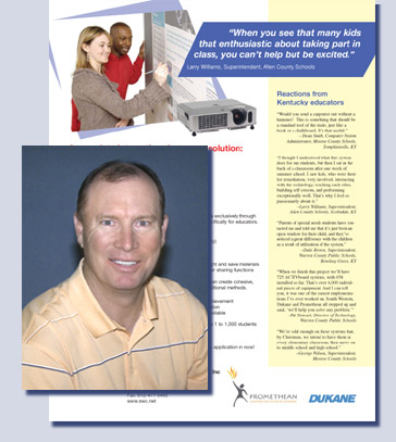 Dukane's Jim Locascio with with part of mailer by Kreski marketing